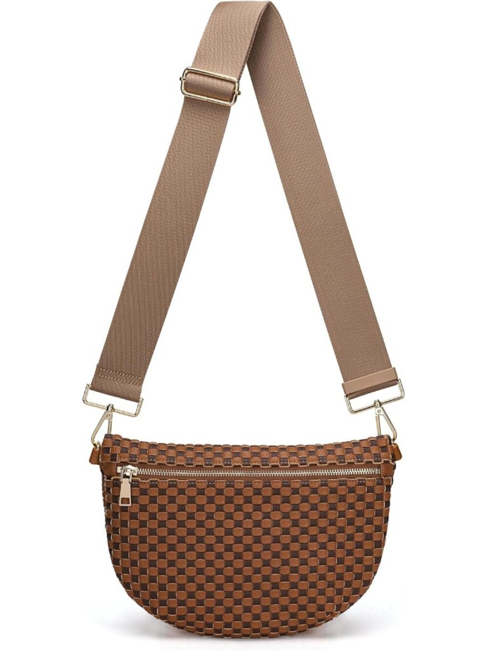 Woven Crossbody Bag for Women Stylish Leather Bum Bag Sling Purses Chest bag for